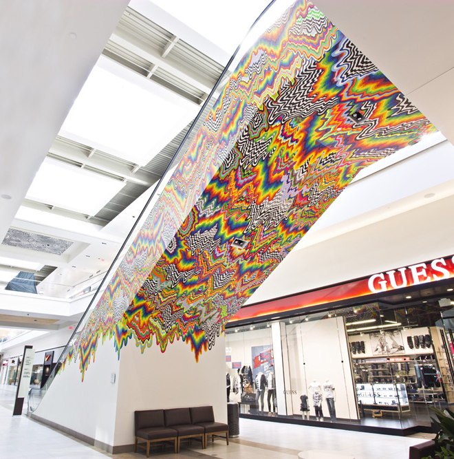 Drippy, 2013, latex paint, approx. 25 x 25 ft Mural located in the Fashion Outlets of Chicago