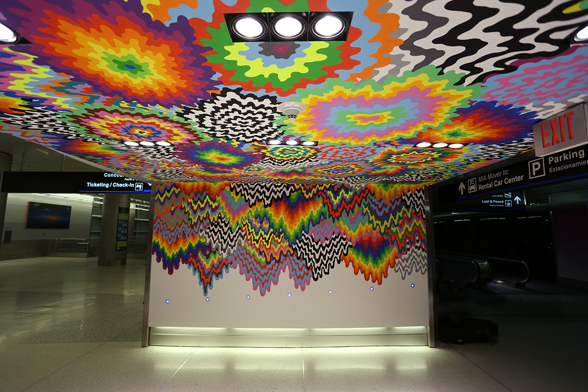 Meltdown, 2014, latex paint, approx. 13 x 25 ft Mural in the Miami International Airport, Miami, FL